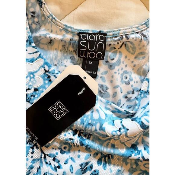 NWT Clara Sunwoo Textured Jewel Neck Printed Swing Dress Size 1X - Picture 6 of 6